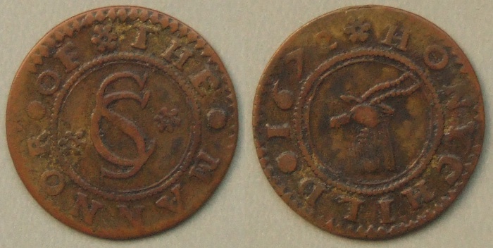 Honeychild, Sir Charles Sedley 1672 halfpenny